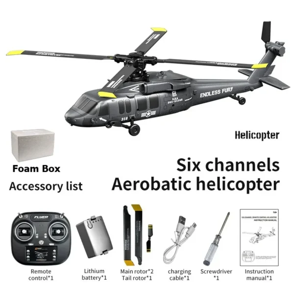JJRC U9901 RC 헬리콥터 6CH 브러시리스 도립 비행 스턴트 원격 제어 헬리콥터 6축 자이로 플레인 폼 박스 포함 - 이미지 8