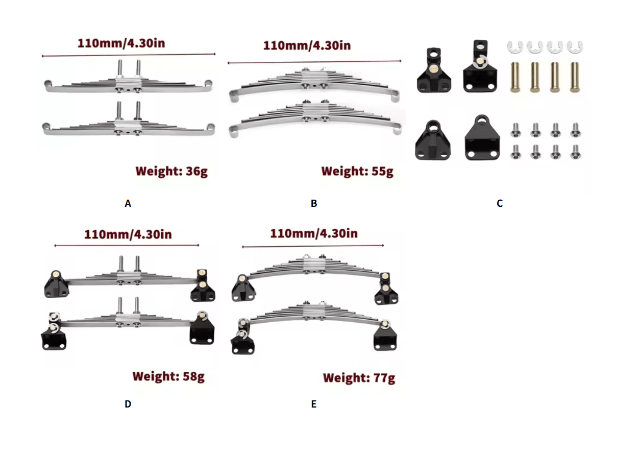 1/14 타미야 RC 트럭 스카니아 770S R620 볼보 벤츠 맨카용 금속 전면/후면 서스펜션 리프 스프링 플레이트 스프링 행거 1쌍 - 이미지 5