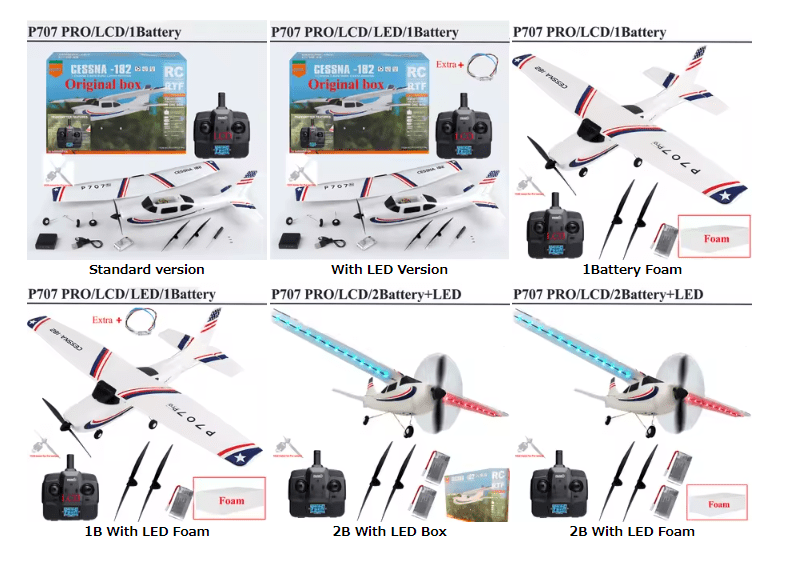 Parkten RC 비행기 P707G PRO LCD 버전 2.4G 3D/6G 자이로 3Ch 고정익 비행기 야외 장난감 드론 RTF CESSNA 182 글라이더 - 이미지 5
