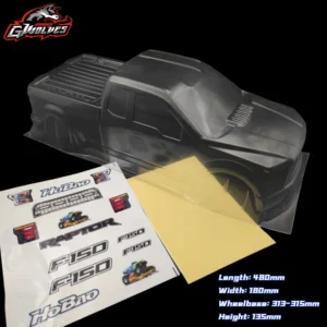 고품질 1/8 RC PC F150 랩터 쉘 바디 313mm 휠베이스 HOBAO OP-0125N RC 몬스터 트럭 크롤러 스케일 MTX FLUX MT410용