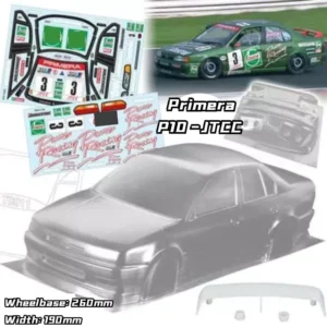 1/10 Primer P10 JTCC 드리프트 RC PC 바디 쉘 램프 셰이드 190mm 너비 RC hsp hpi trax Tamiya용 투명 드리프트 바디 쉘