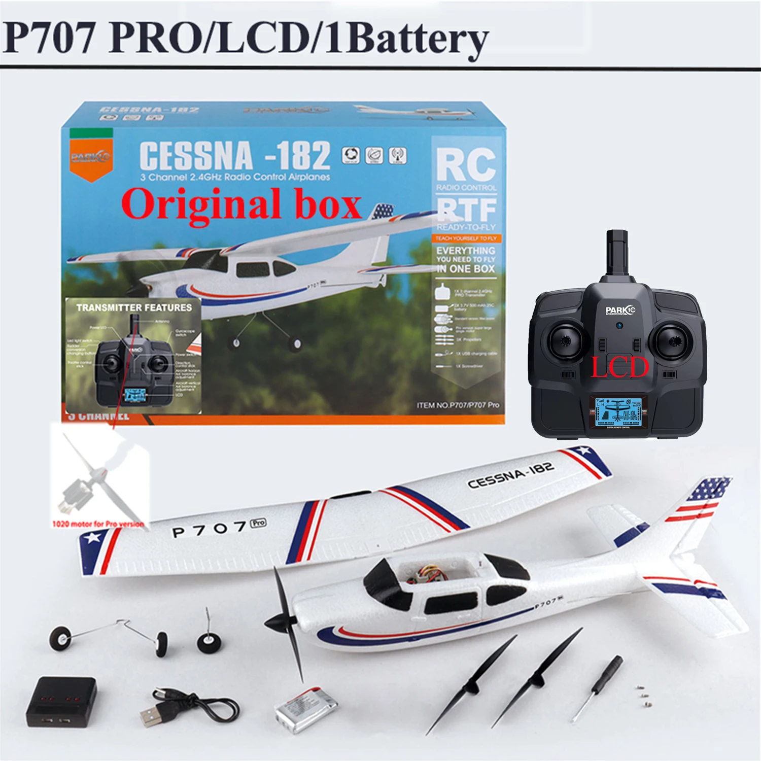 Parkten RC 비행기 P707G PRO LCD 버전 2.4G 3D/6G 자이로 3Ch 고정익 비행기 야외 장난감 드론 RTF CESSNA 182 글라이더 - 이미지 8