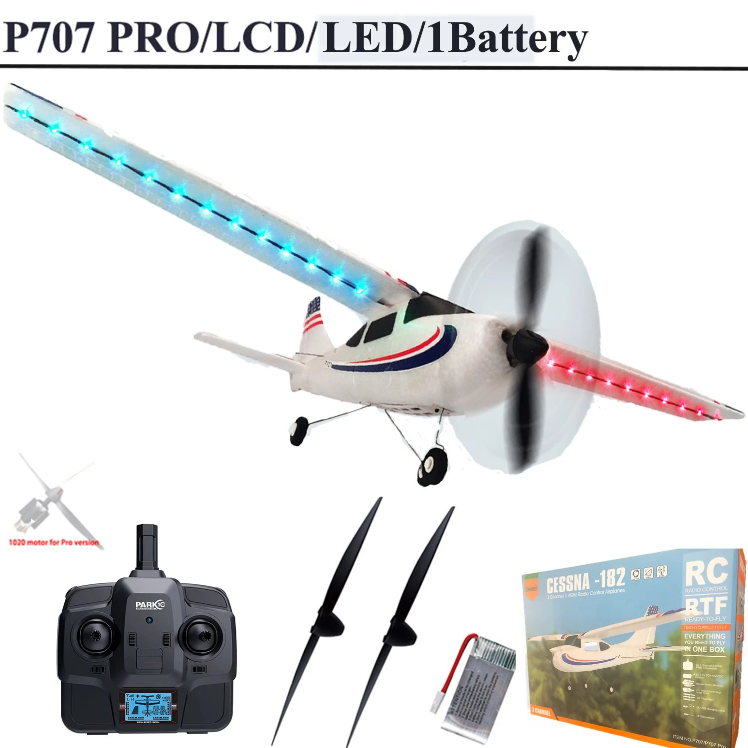 Parkten RC 비행기 P707G PRO LCD 버전 2.4G 3D/6G 자이로 3Ch 고정익 비행기 야외 장난감 드론 RTF CESSNA 182 글라이더 - 이미지 7
