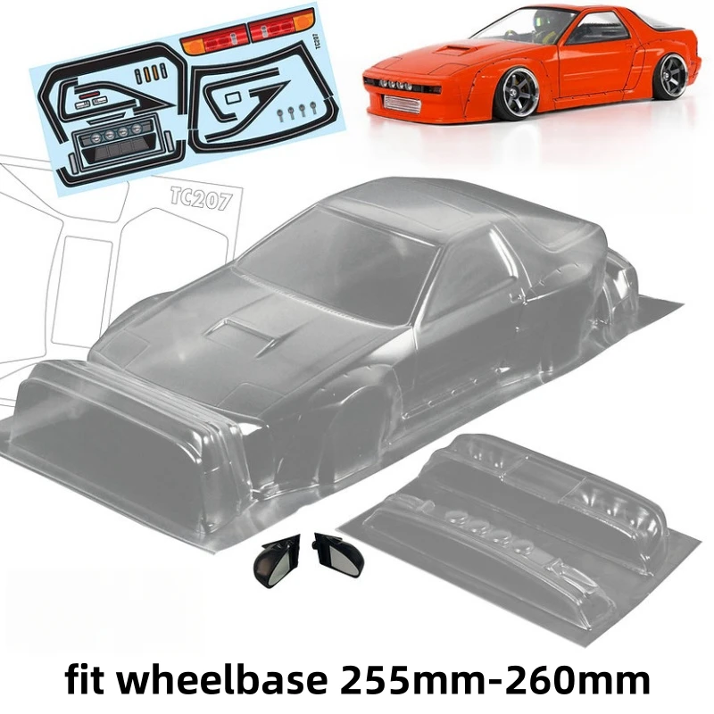 1/10 Pandem Mazda RX7 RC 드리프트 카 셸 바디 온로드 카용 255mm-260mm 휠베이스 Tamiya Yokomo Kyosho 3Racing hsp mst