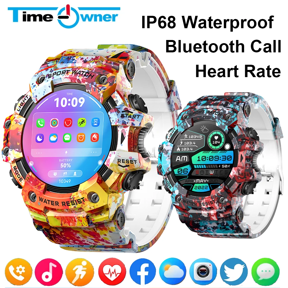 2025 스마트워치 스포츠 야외 방수 블루투스 전화 통화 심박수 나침반 손전등 스마트워치 남성 선물 스마트 액세서리