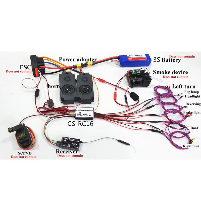 1/10 RC 크롤러카 TRX4 1/14 타미야 트럭 티퍼 스카니아 770S 볼보 벤츠용 2 in 1 사운드 및 조명 시뮬레이션 시스템 - 이미지 5