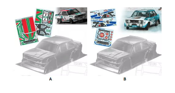 1/10 131 Abarth Rally 드리프트 RC PC 바디 쉘 램프 셰이드 190mm 너비 투명 드리프트 바디 쉘 RC hsp hpi trax Tamiya - 이미지 5