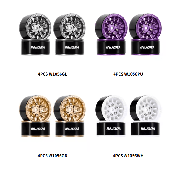INJORA 1.0인치 알루미늄 비드락 휠 0mm 오프셋 (1/18 1/24 RC 크롤러용) (W1056) - 이미지 5