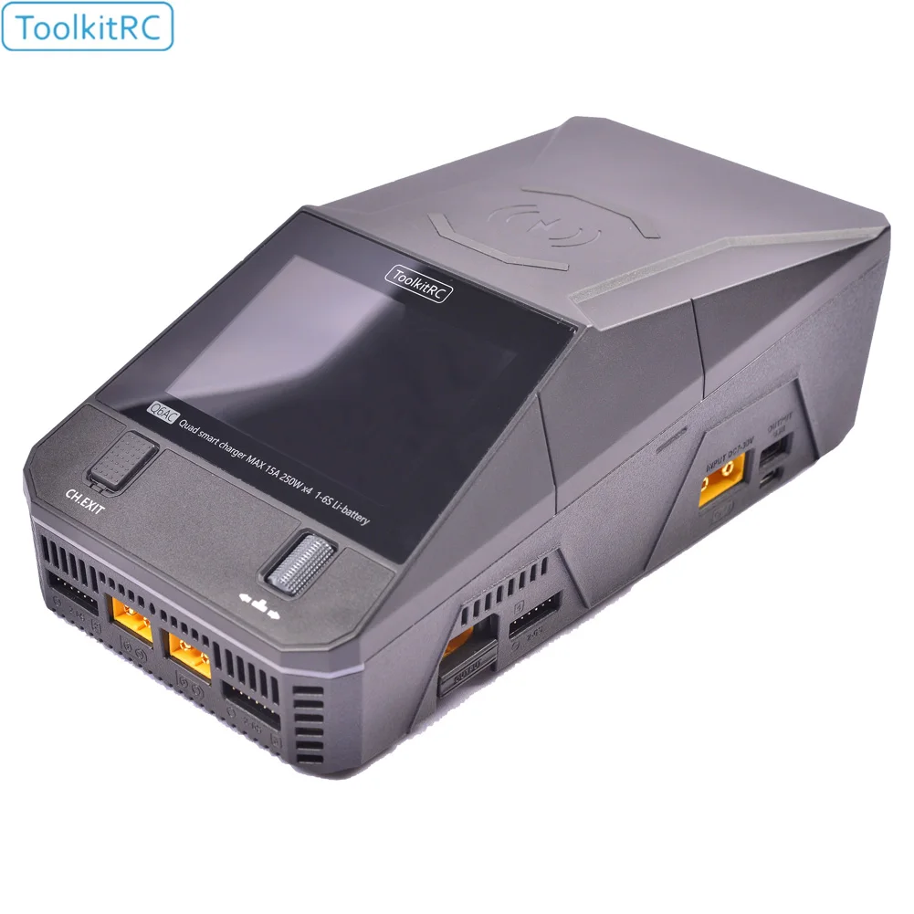 ToolkitRC Q6AC 충전기 AC 400W / DC 1000W 4채널 출력 65W USB 내장 15W 무선 충전 (LiPo NiMH PB 배터리 호환)