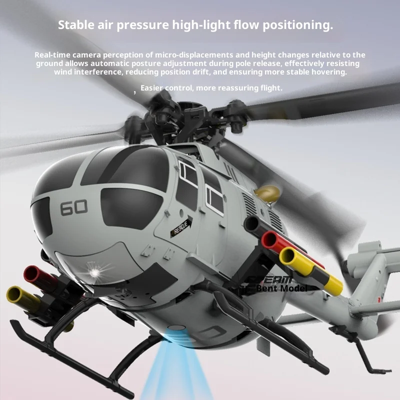 광학 흐름 버전: 광학 흐름 및 브러시리스 모터 고도 유지 기능이 있는 BO-105 C186S 6CH RC 헬리콥터 이륙/착륙 - Image 4