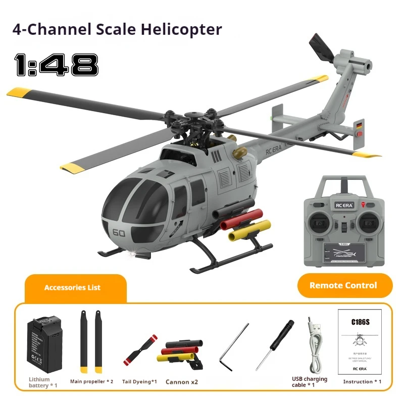 광학 흐름 버전: 광학 흐름 및 브러시리스 모터 고도 유지 기능이 있는 BO-105 C186S 6CH RC 헬리콥터 이륙/착륙 - Image 9