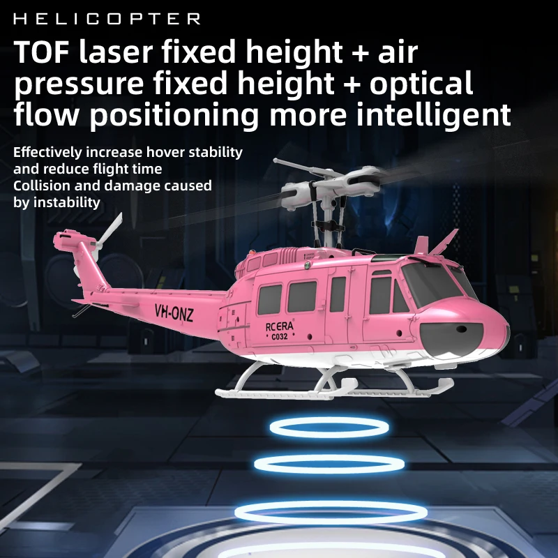 UH-1 C032 브러시리스 RC 헬리콥터 6축 자이로스코프 원클릭 3D 플립 광학 흐름 위치 지정 UH1 헬리콥터 모델 취미 장난감 RTF - 이미지 4