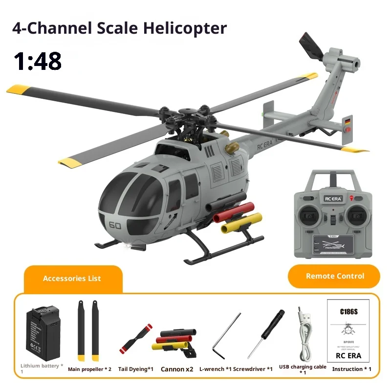 광학 흐름 버전: 광학 흐름 및 브러시리스 모터 고도 유지 기능이 있는 BO-105 C186S 6CH RC 헬리콥터 이륙/착륙 - Image 8