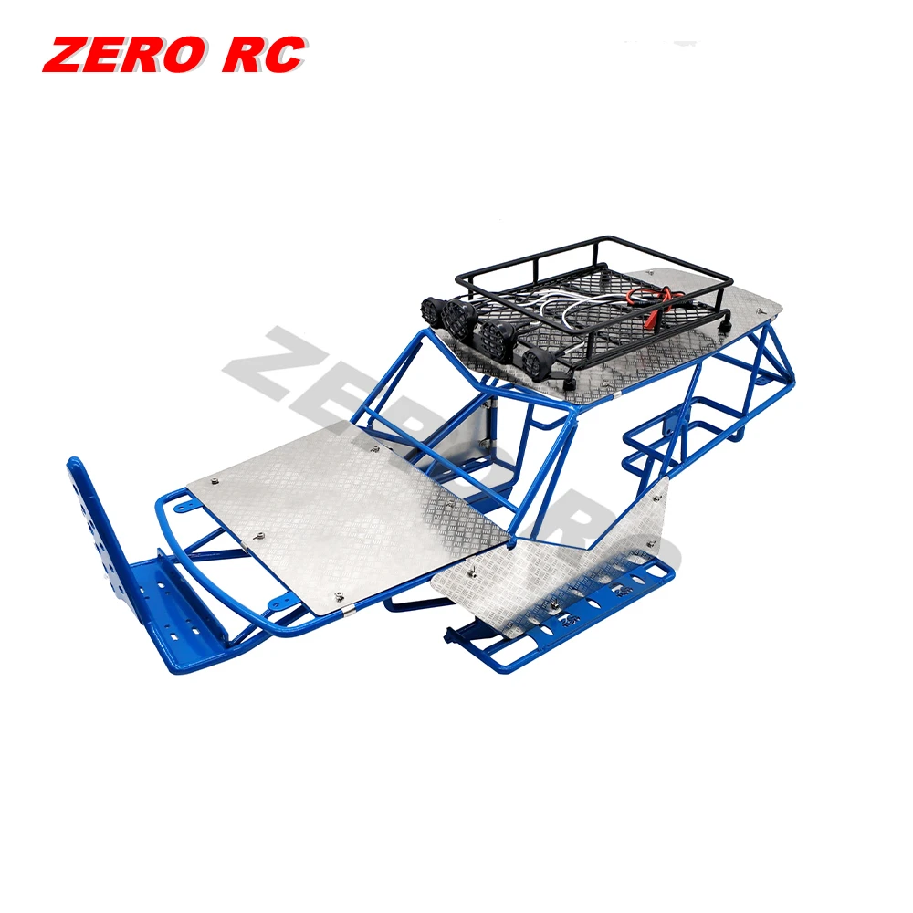 검정색: RC 1/10 스케일 트럭 액시얼 레이스 메탈 롤 케이지 프레임 바디 루프 랙 LED 조명 스테인리스 스틸 시트 90018 90045 - 이미지 6