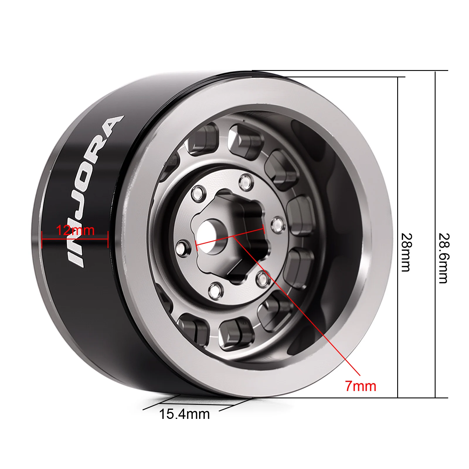 INJORA 1.0인치 알루미늄 비드락 휠 0mm 오프셋 (1/18 1/24 RC 크롤러용) (W1056) - 이미지 4
