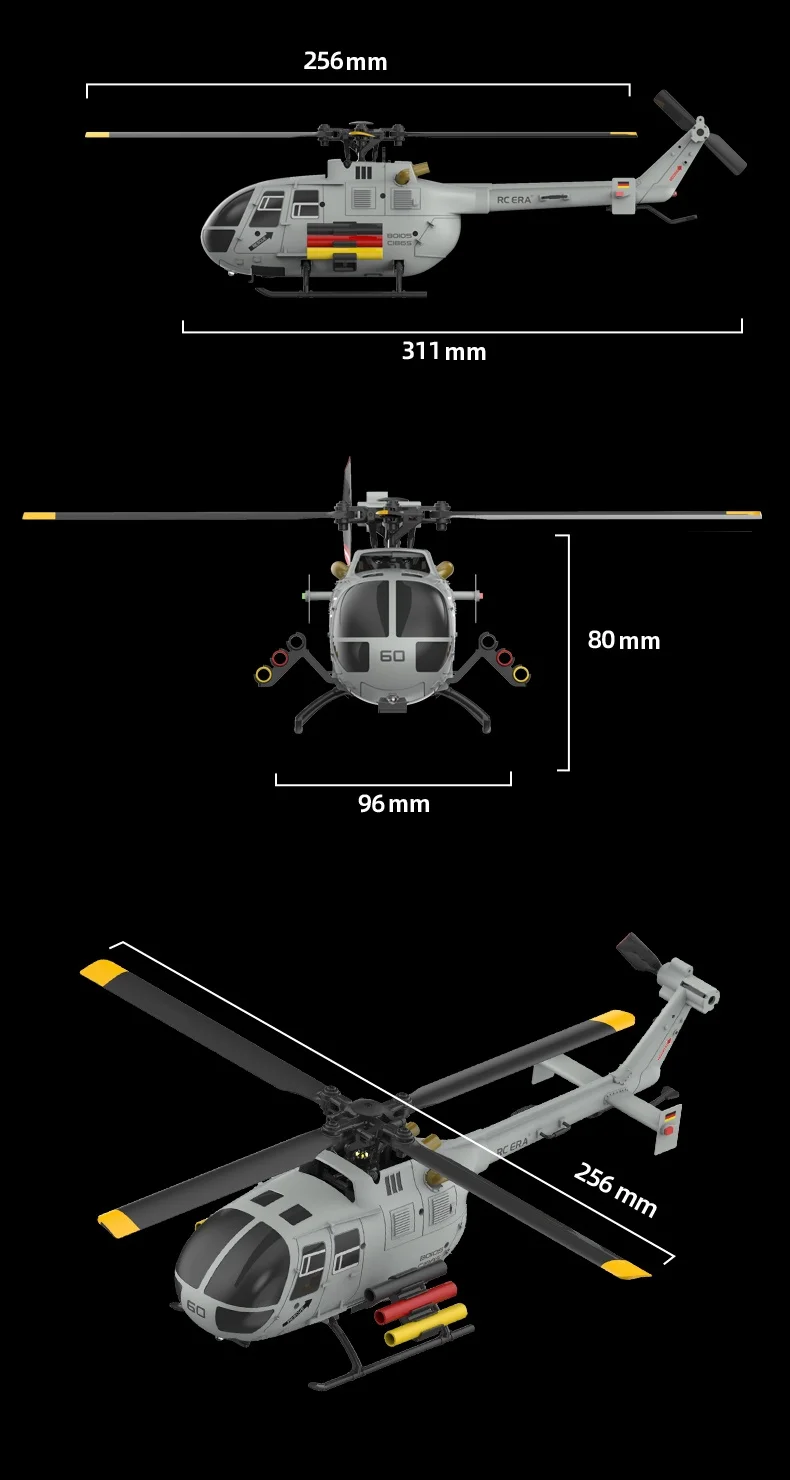 광학 흐름 버전: 광학 흐름 및 브러시리스 모터 고도 유지 기능이 있는 BO-105 C186S 6CH RC 헬리콥터 이륙/착륙 - Image 5
