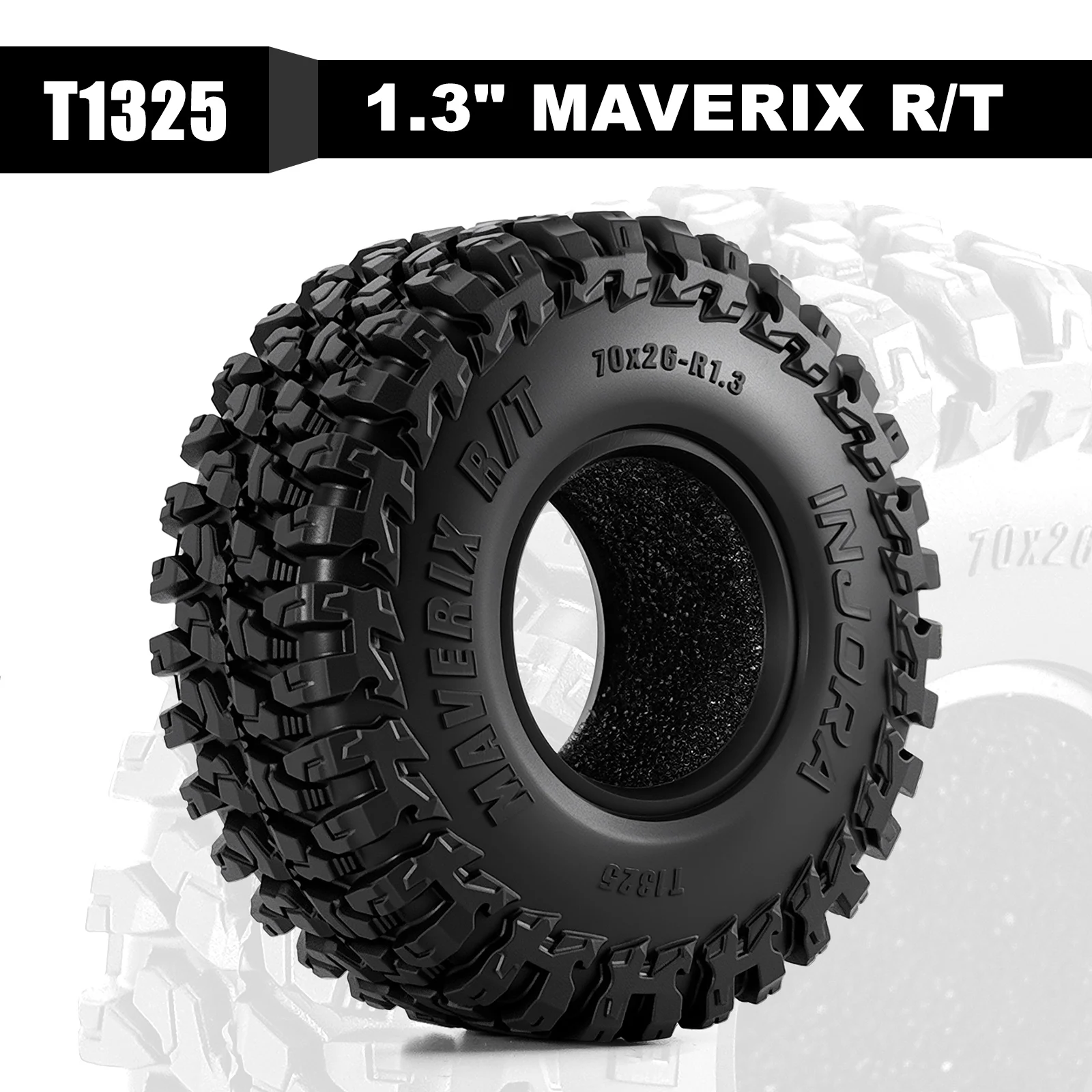 4PCS-T1325: 1/18 1/24 RC 크롤러용 INJORA 1.3인치 70*26mm MAVERIX R/T 타이어(T1325) - 이미지 3
