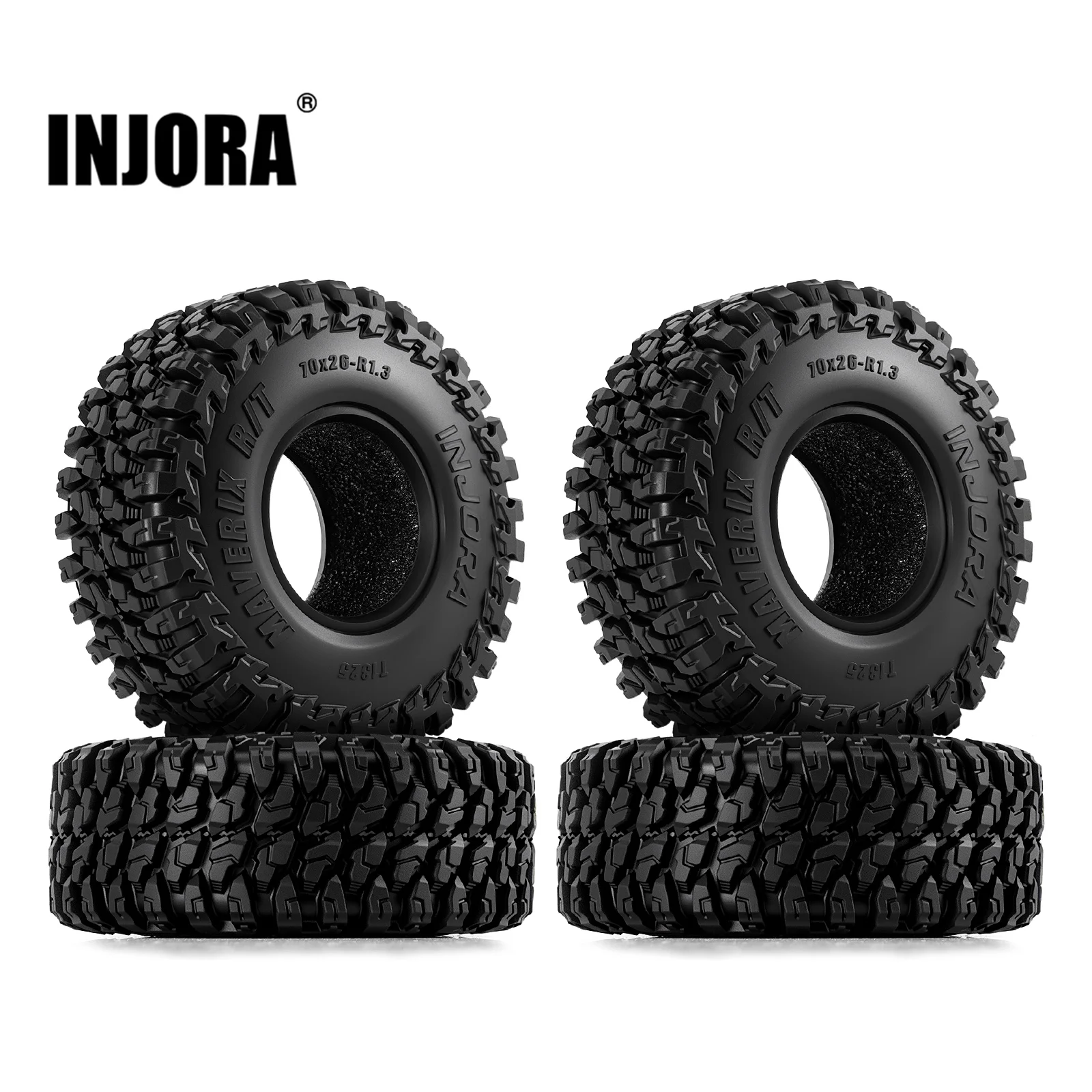 4PCS-T1325: 1/18 1/24 RC 크롤러용 INJORA 1.3인치 70*26mm MAVERIX R/T 타이어(T1325)