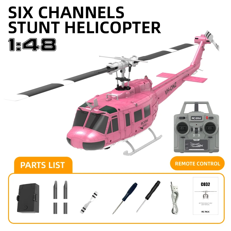 UH-1 C032 브러시리스 RC 헬리콥터 6축 자이로스코프 원클릭 3D 플립 광학 흐름 위치 지정 UH1 헬리콥터 모델 취미 장난감 RTF - 이미지 7