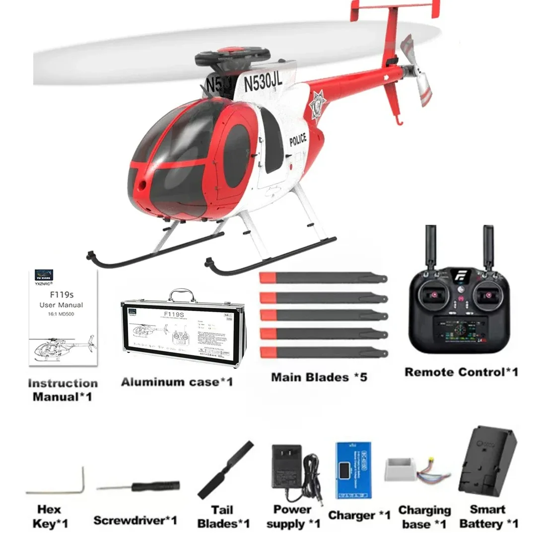 YU XIANG F119S MD500 MH-6 리틀 버드 GPS RC 헬리콥터 모델 RTF 1/16 스케일 250급 2.4G 9채널 6G/3D YXZNRC - 이미지 7