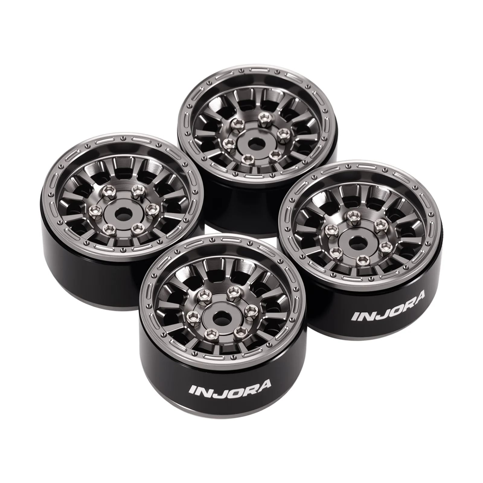 INJORA 1.0인치 알루미늄 비드락 휠 0mm 오프셋 (1/18 1/24 RC 크롤러용) (W1056) - 이미지 2