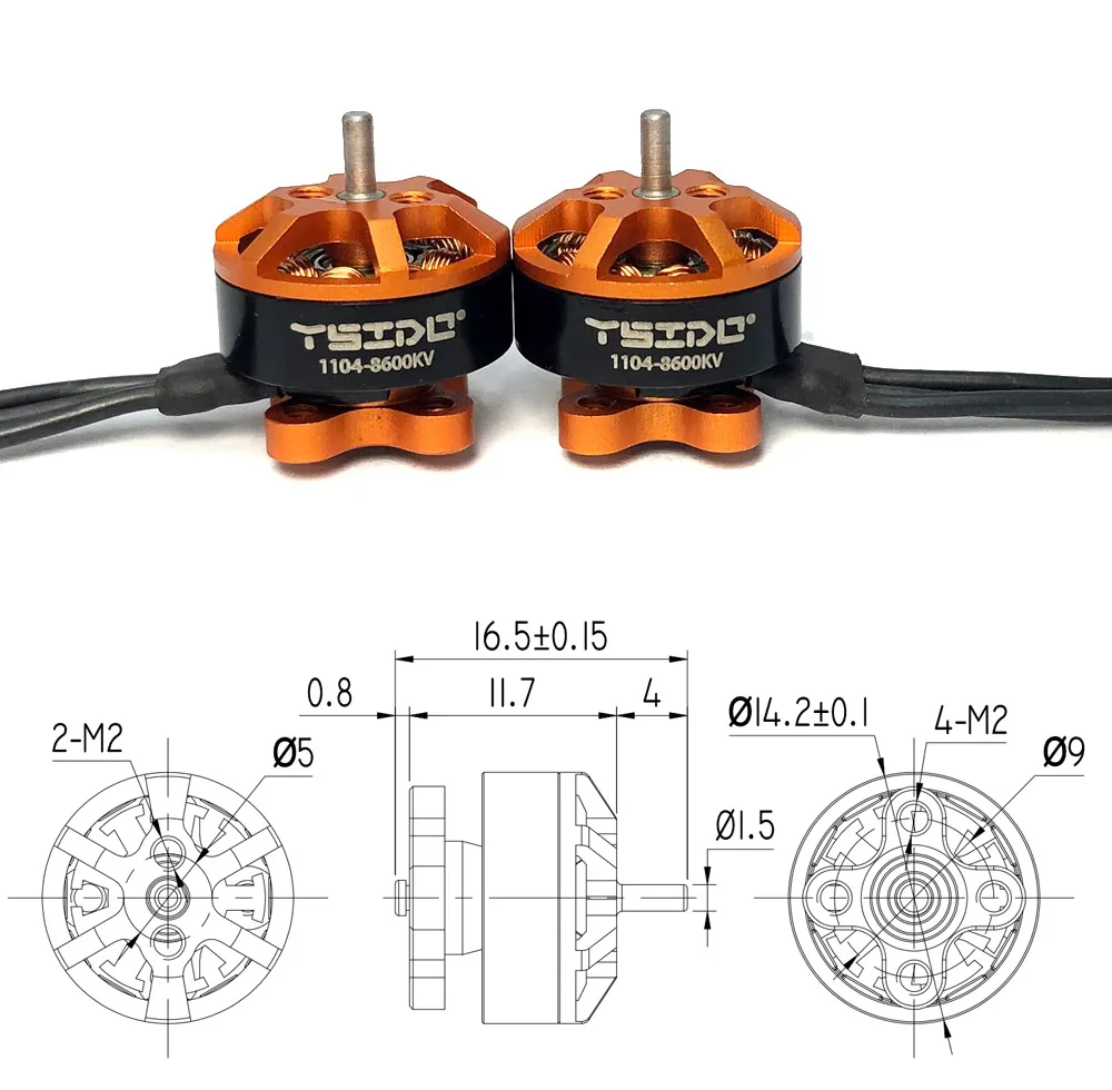 4개입 YSIDO 1104 7500KV 8600KV 브러시리스 모터 (RC 드론 90-110mm FPV 레이싱 멀티로터 쿼드콥터 Alpha A75 Beta75X Crux3용) - Image 2