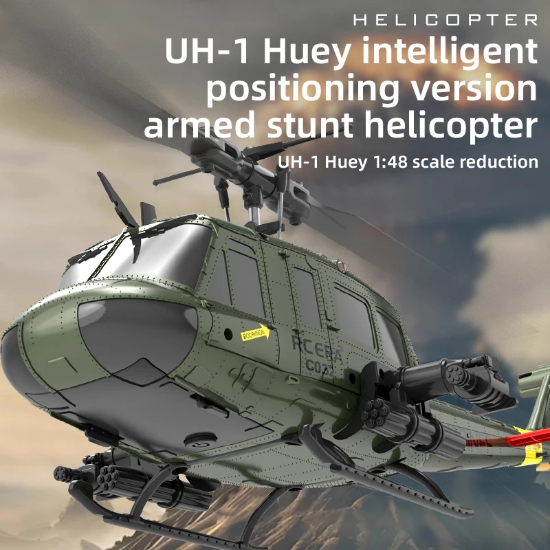 UH-1 C032 브러시리스 RC 헬리콥터 6축 자이로스코프 원클릭 3D 플립 광학 흐름 위치 지정 UH1 헬리콥터 모델 취미 장난감 RTF - 이미지 5