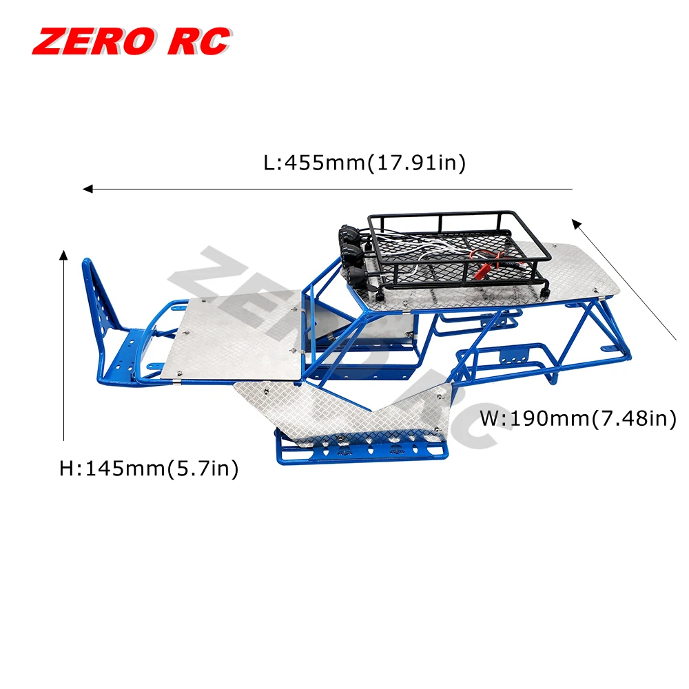 검정색: RC 1/10 스케일 트럭 액시얼 레이스 메탈 롤 케이지 프레임 바디 루프 랙 LED 조명 스테인리스 스틸 시트 90018 90045 - 이미지 4