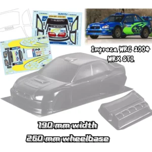 1/10 임프레자 WRC 2004 WRX STI 랠리 RC 쉘 바디 폭 190mm 도색되지 않은 투명 드리프트 바디 쉘 (RC HSP HPI Trax Tamiya 호환)