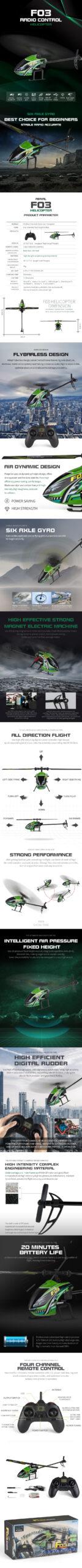 NEEBRC F03 RC 6축 자이로스코프 헬리콥터 2.4G 리모컨 플라이바리스 RTF USB 충전 8520 코어리스 모터 4.3g 서보 부품 - Image 5