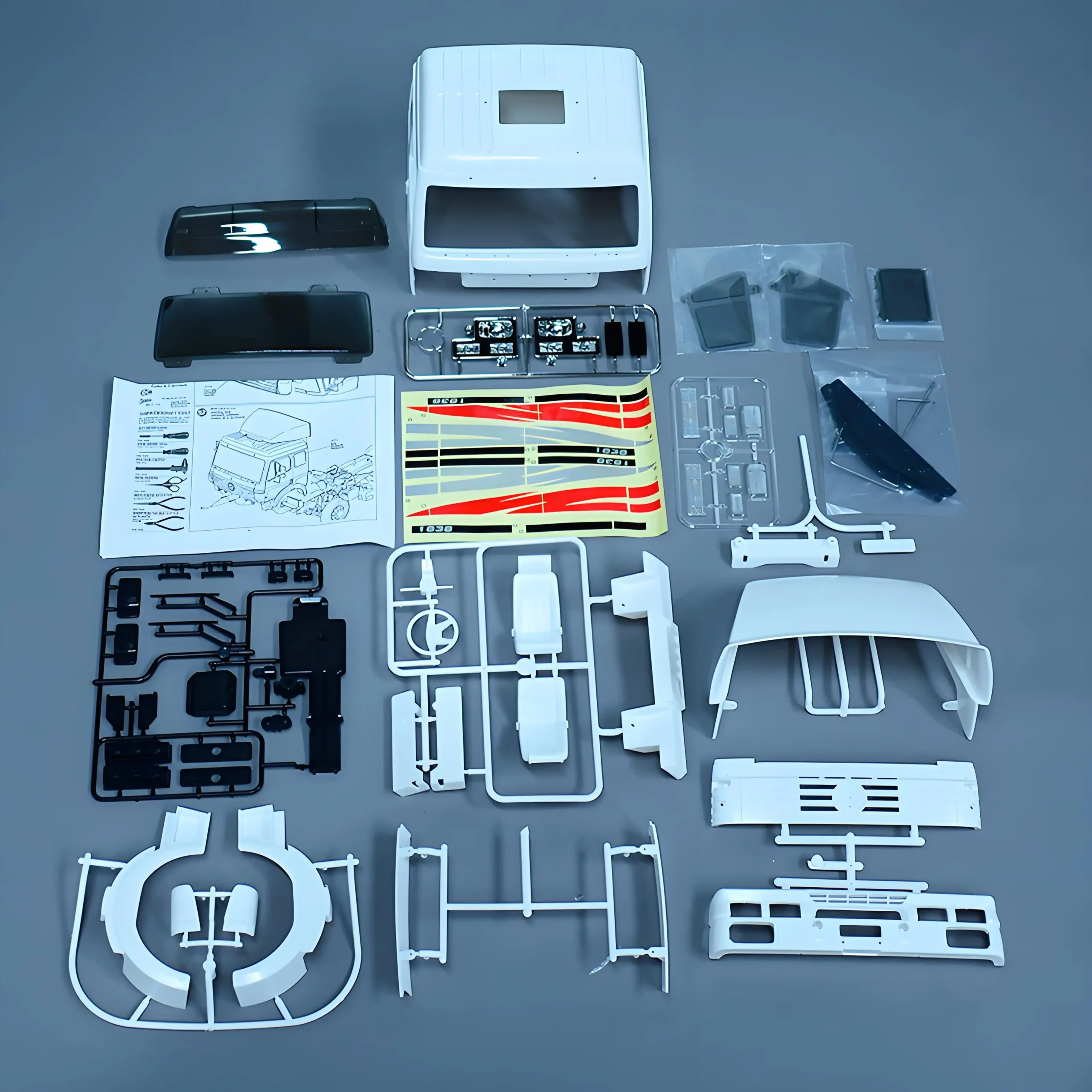 조립 불필요: 1:14 스케일 R/C 트랙터 트럭 Tamiya BENZ 1838 ACTROS AROCS DIY용 플라스틱 조종석 바디 분산 부품 세트 - Image 5