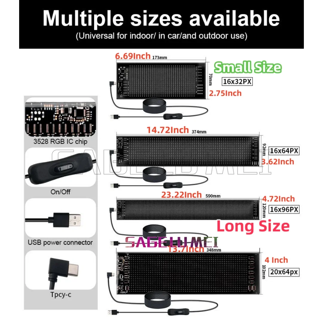 자동차 트럭 악마의 눈 유연한 LED 매트릭스 픽셀 패널 DIY 깜박이는 눈 애니메이션 화면 앱 프로그래밍 가능 소프트 LED 디스플레이 5V USB - Image 2