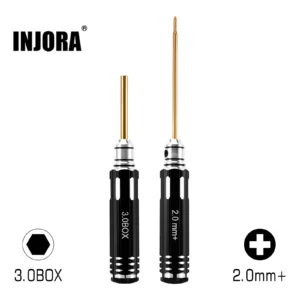 INJORA 2.0mm+ 십자 드라이버 3.0mm 육각 너트 드라이버 (1/30 Axial SCX30용)