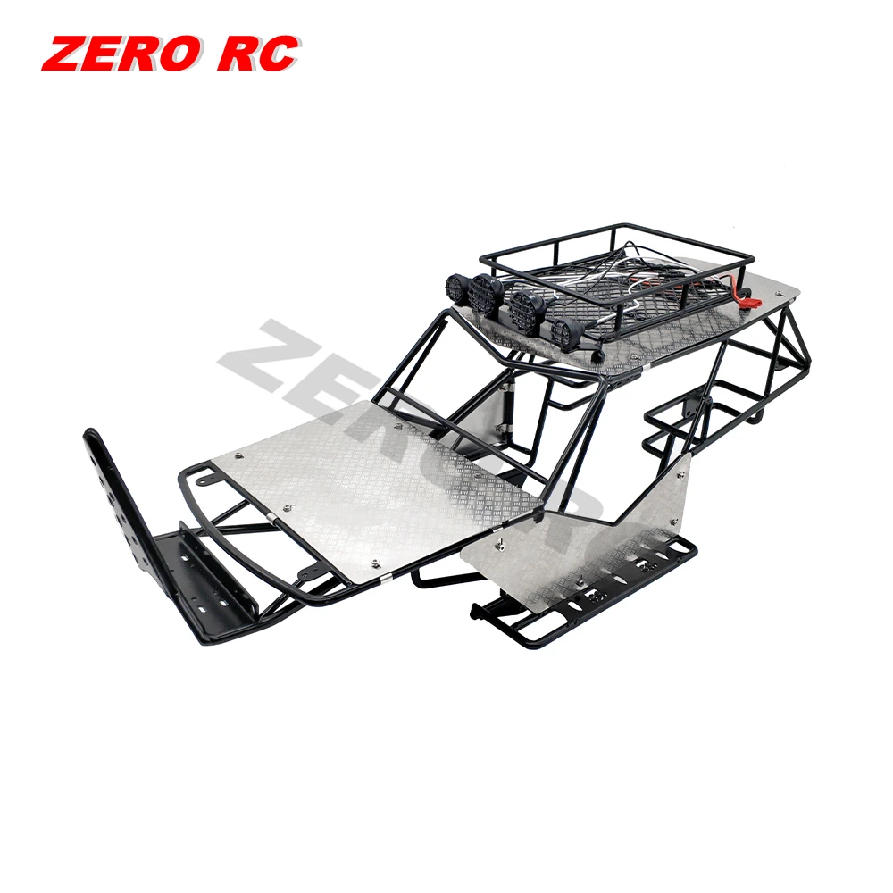 검정색: RC 1/10 스케일 트럭 액시얼 레이스 메탈 롤 케이지 프레임 바디 루프 랙 LED 조명 스테인리스 스틸 시트 90018 90045 - 이미지 7